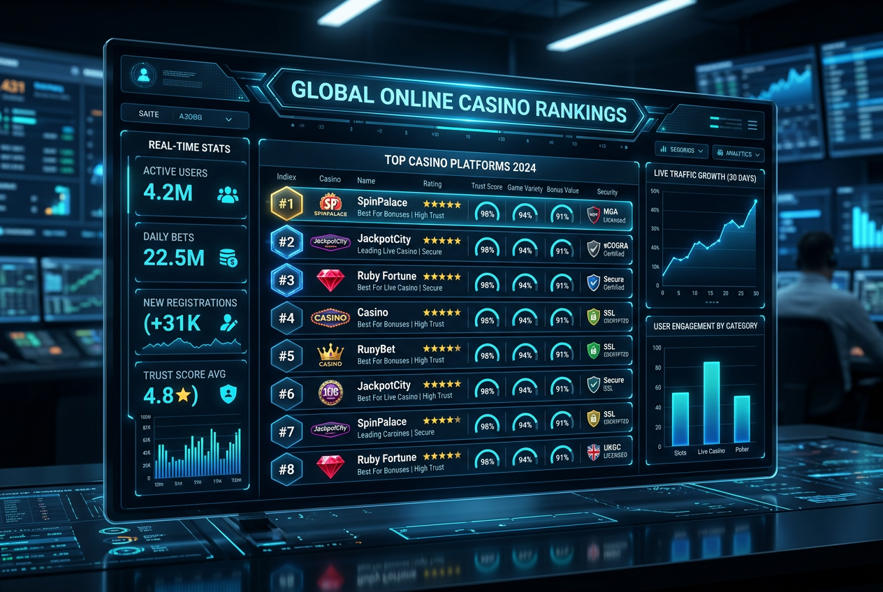 Interfejs nowoczesnego rankingu kasyn z zaawansowanymi metrykami