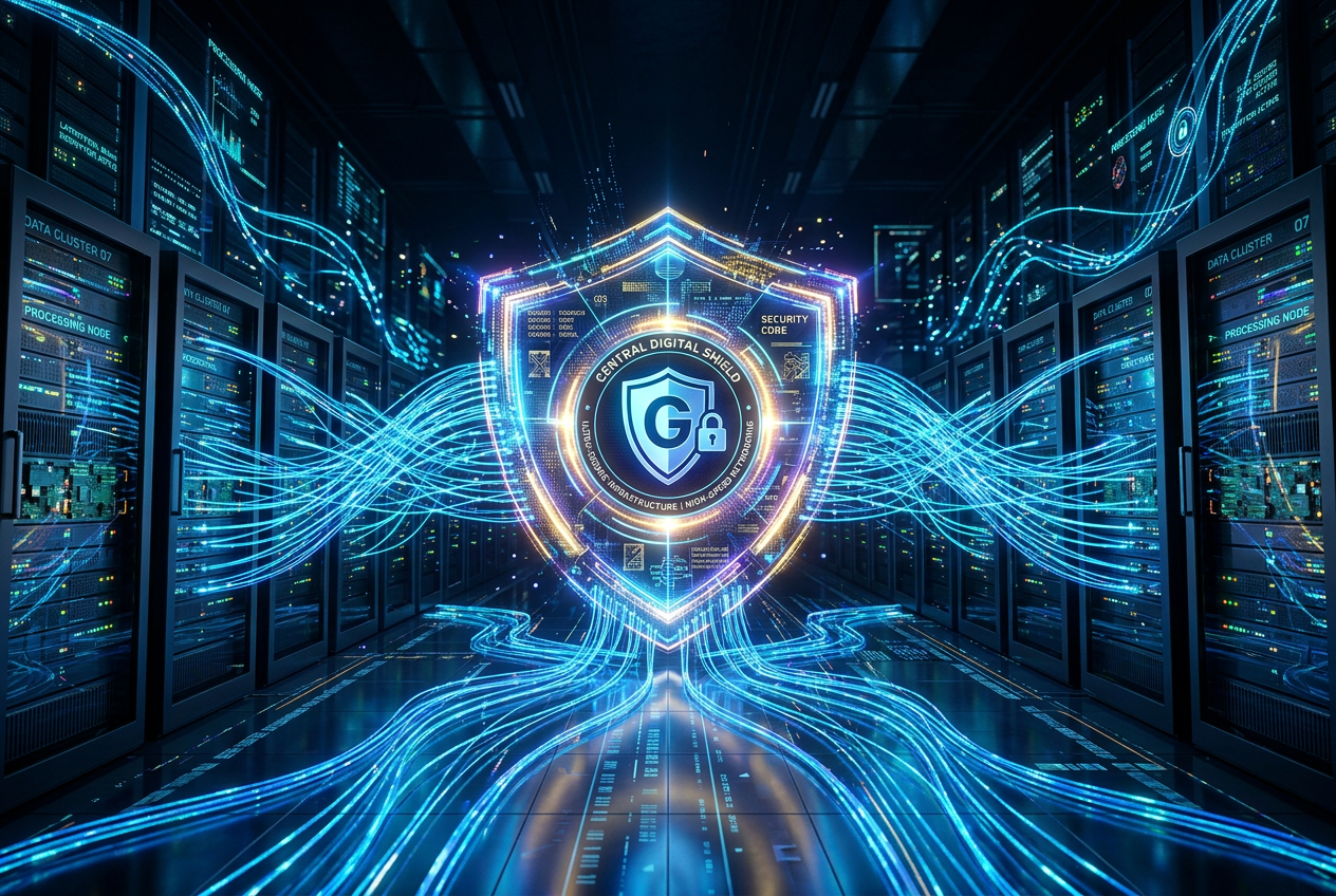 Modern online casino server infrastructure dashboard with encryption protocols